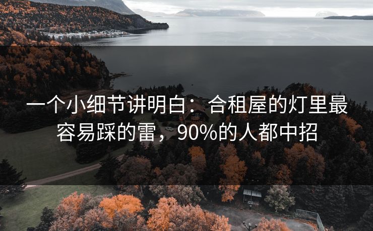 一个小细节讲明白：合租屋的灯里最容易踩的雷，90%的人都中招