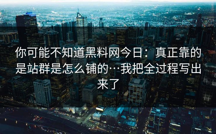 你可能不知道黑料网今日：真正靠的是站群是怎么铺的…我把全过程写出来了